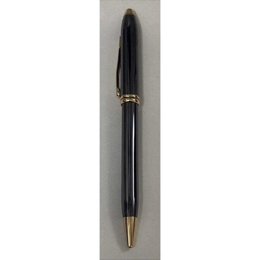 Cross Townsend Black Lacquer  Ball point  Pen W/23 Gold- Plated  Trim 572TW
